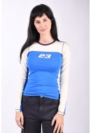 Bluza Dama Jjxx Jxlouise Str French Blue Detail Purple Velvet Stitching And Neck